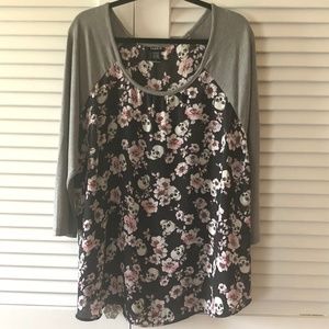 Torrid Floral Skull Raglan Tee